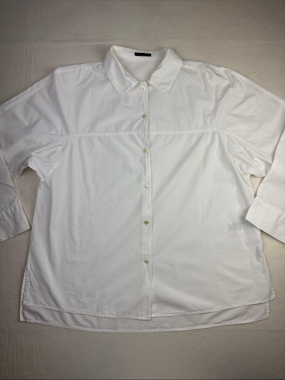 OSKA Oversized White Button-Down Shirt Blouse Seam Detail Size 3 Lagenlook L